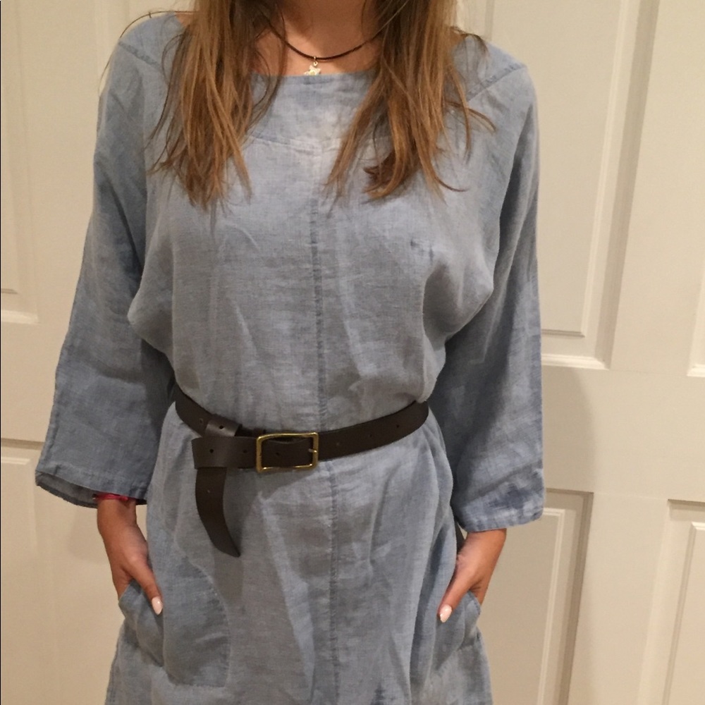 Blue linen dress